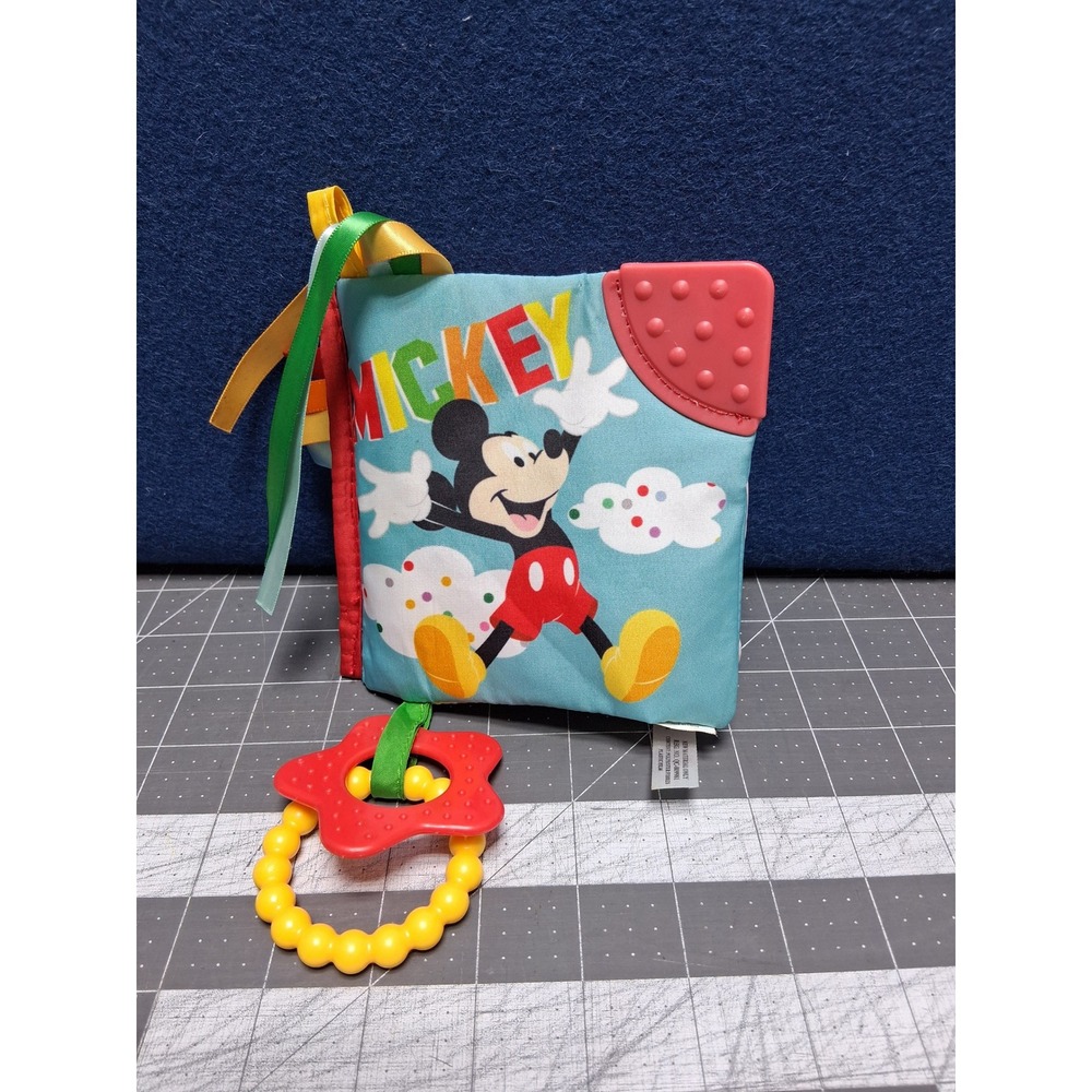 Disney Mickey Soft Fabric Teething Book with Red, Yellow, Blue, Green Accents